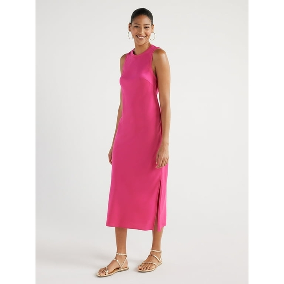 Scoop Satin Sleeveless Midi Tank Dress, Size S (4-6) NWT - Picture 4 of 4